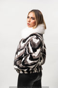 Women's Multi-Color Mink Bomber Jacket