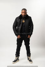Men's Shearling Pilot Jacket [Black]