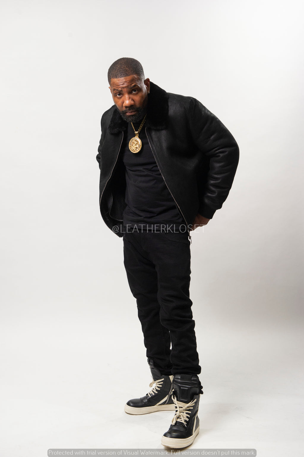 Men's Shearling Pilot Jacket [Black]