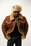 Mens Troy Shearling With Matching Hat [Cognac]