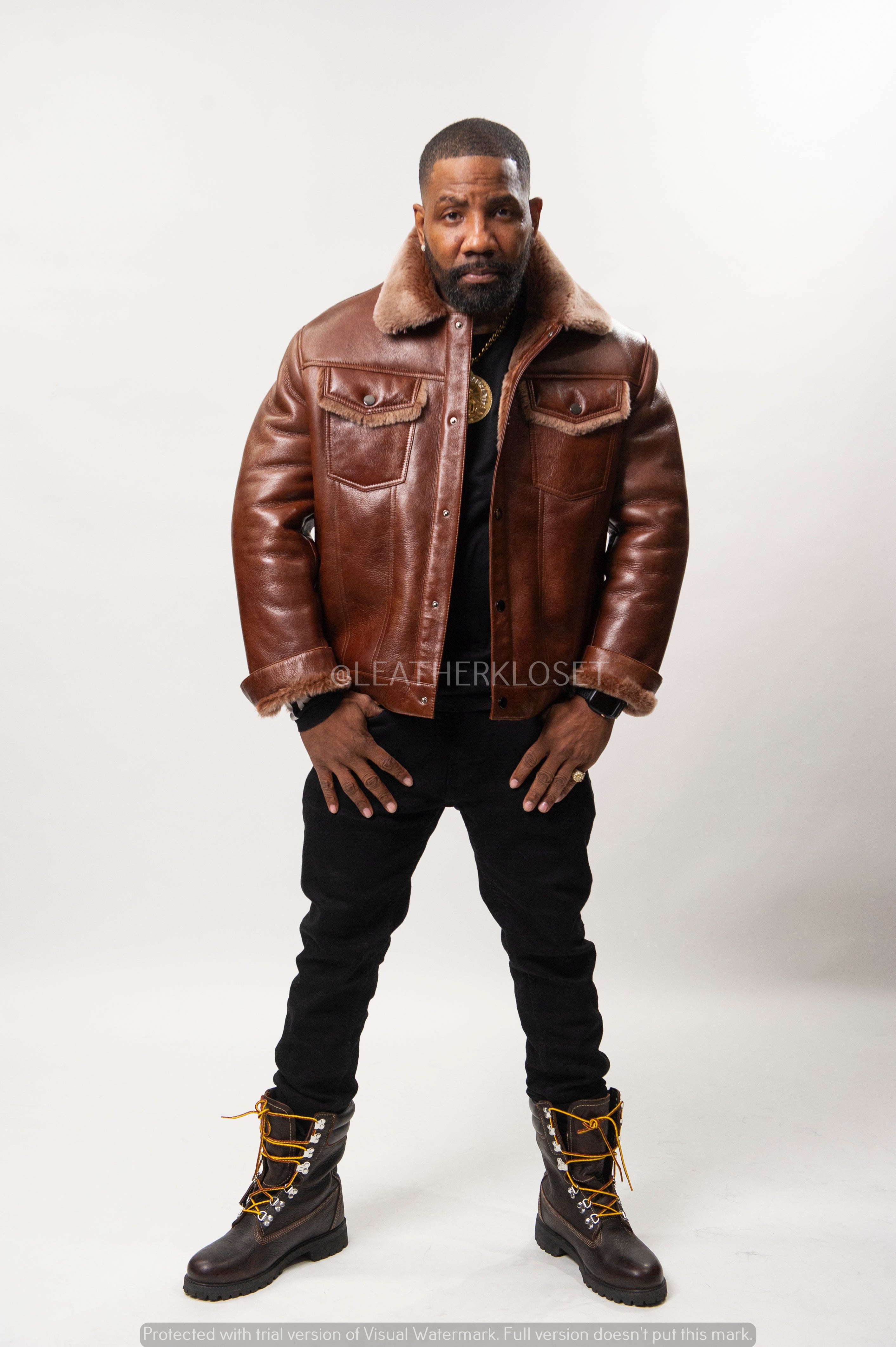 Men's Troy Shearling Jacket [Cognac] – LeatherKloset