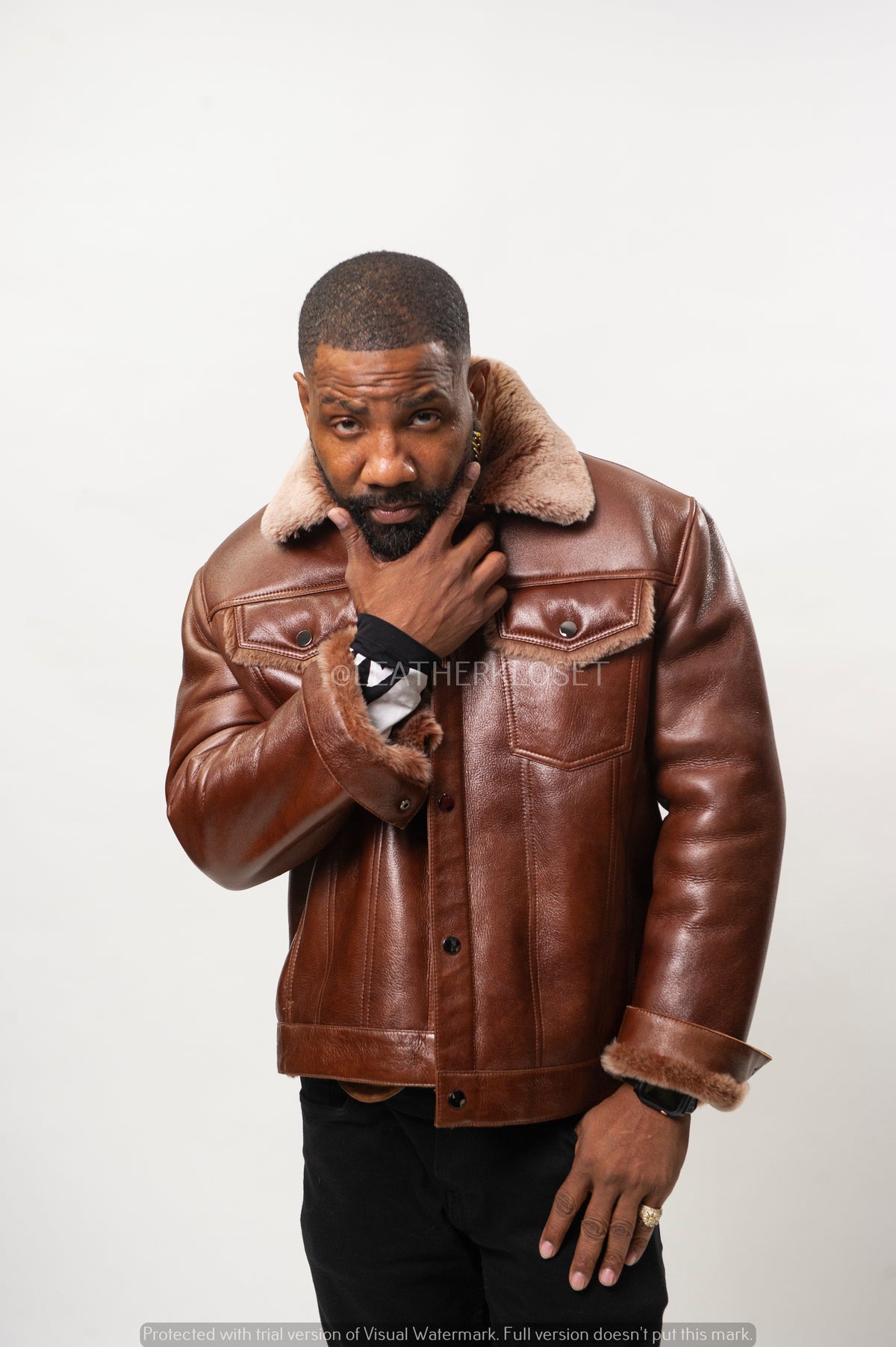 Men's Troy Shearling Jacket [Cognac]