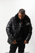 Mens Troy Shearling With Matching Hat [Black Napa]