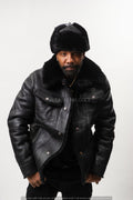 Mens Troy Shearling With Matching Hat [Black]