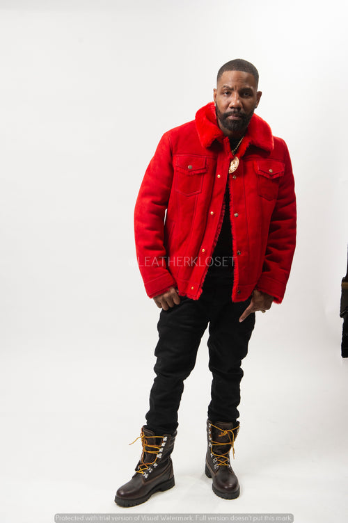 Mens Troy Shearling Jacket [Red]