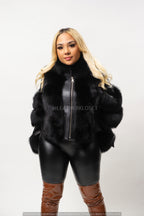 Women's Leather And Fox Combo [Black/Black]