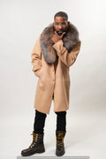 Men's Cashmere Trench Coat With Fox Collar