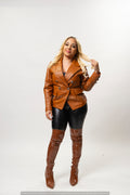 Women's Martina Leather Blazer [Saddle]