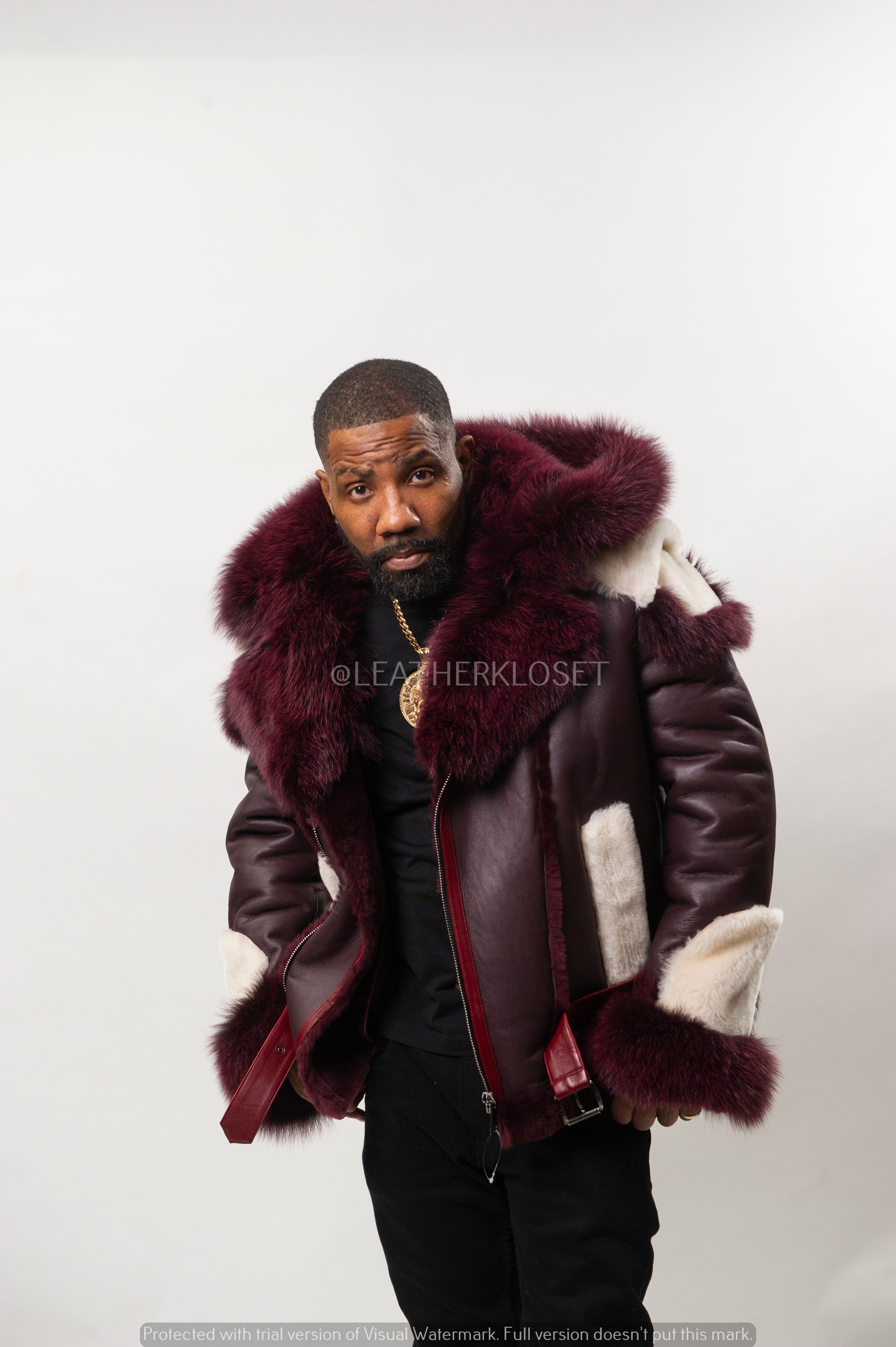 Men's Andre Shearling Biker With Fox [Wine] – LeatherKloset