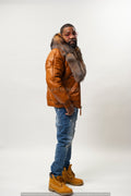 V-Bomber Leather Premium Full Fox Fur Collar [Saddle Brown]