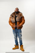 V-Bomber Leather Premium Full Fox Fur Collar [Saddle Brown]
