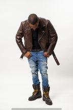 Men's Trey Biker Jacket [Brown]