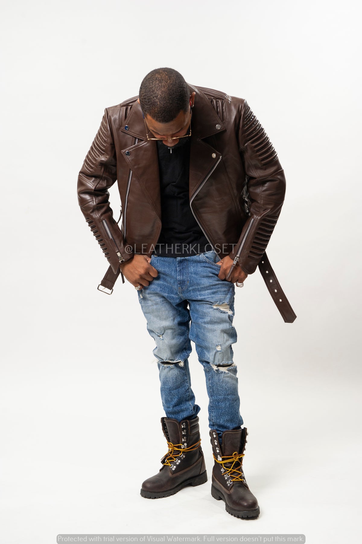 Men's Trey Biker Jacket [Brown]