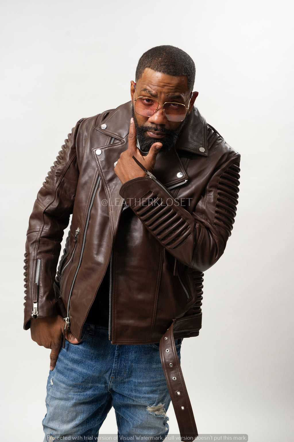 Men's Trey Biker Jacket [Brown]