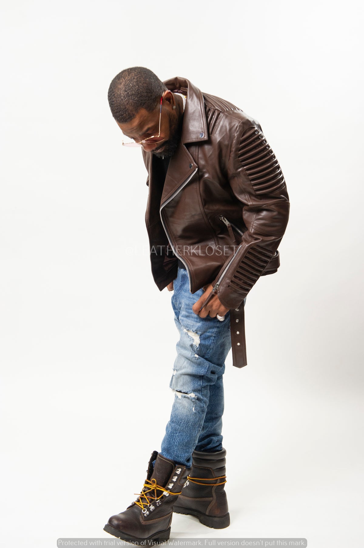 Men's Trey Biker Jacket [Brown]