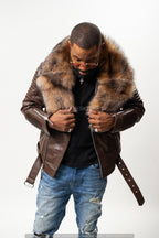 Men's Trey Biker Brown Full Fox Fur [Crystal Fox]
