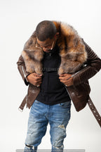 Men's Trey Biker Brown Full Fox Fur [Crystal Fox]