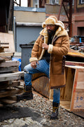 Men's Milan Sheepskin Shearling Coat With Hat
