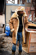 Men's Milan Sheepskin Shearling Coat With Hat