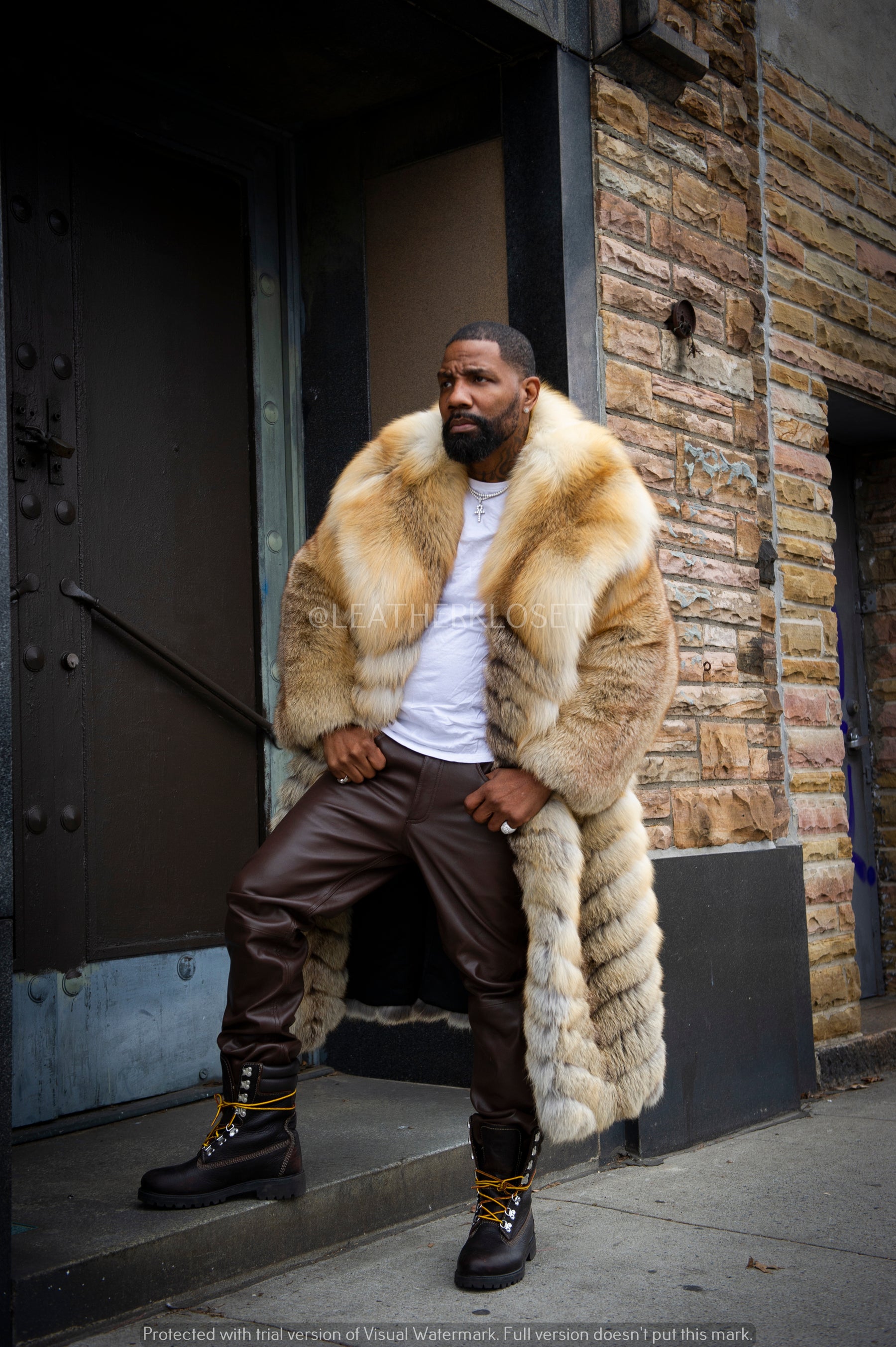 Mens Fox Fur Long Fur Coat For Men Wholesale Men's Real Golden Fox