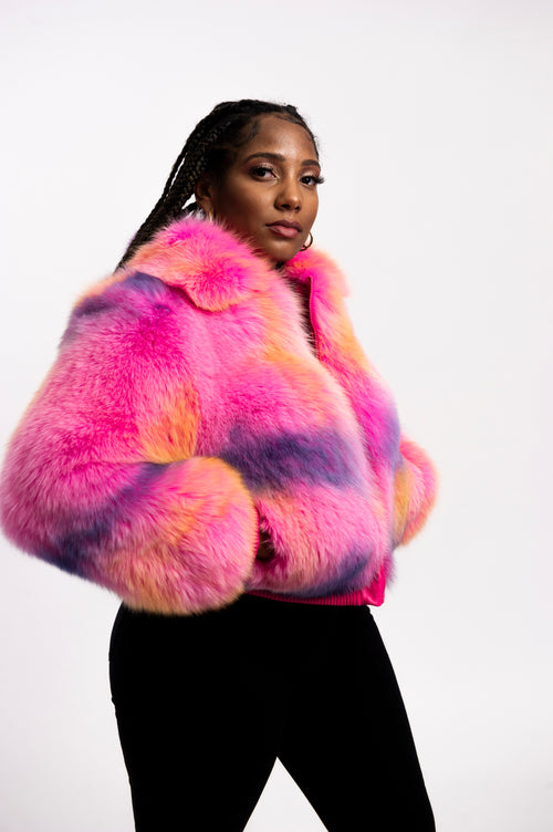 Women's Ella Fox Bomber Jacket Pink Multi