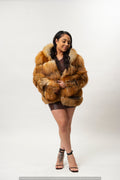 Women's Ava Gold Fox Fur Bomber