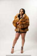 Women's Ava Gold Fox Fur Bomber