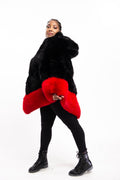 Women's Fox Fur Poncho With Hood