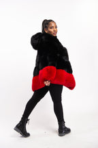 Women's Fox Fur Poncho With Hood