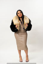Women's Charlotte Crop Fox Bomber [Black/Gold]