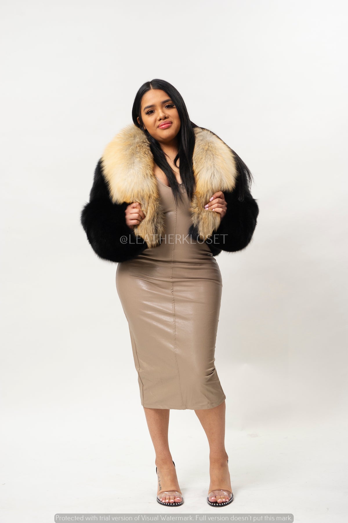 Women's Charlotte Crop Fox Bomber [Black/Gold]