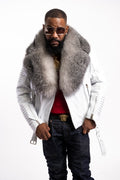 Men's Trey Biker Full Fox Fur Collar [Silver]