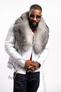 Men's Trey Biker Full Fox Fur Collar [Silver]