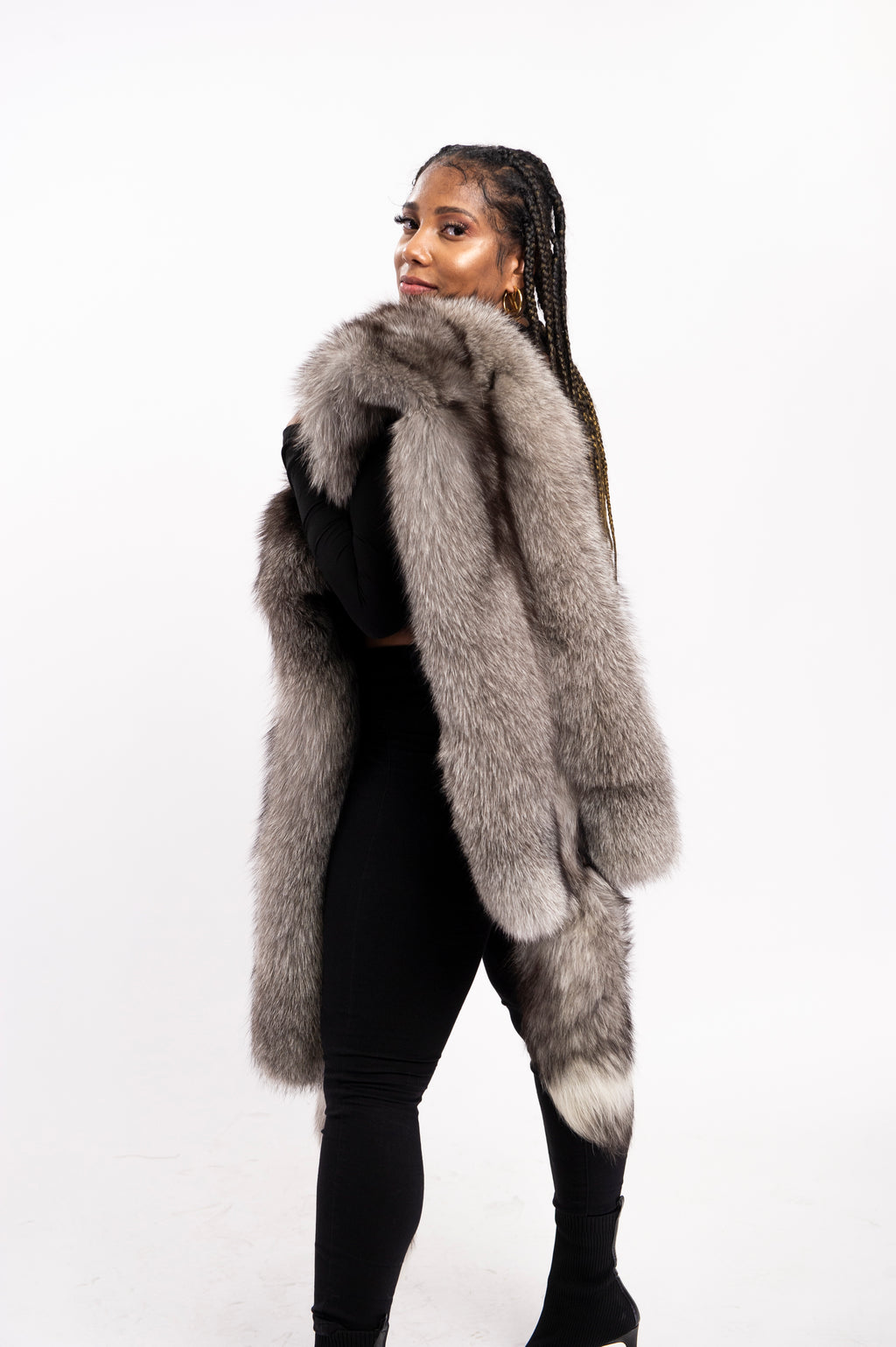 Women's Fox Fur Stole [Silver]