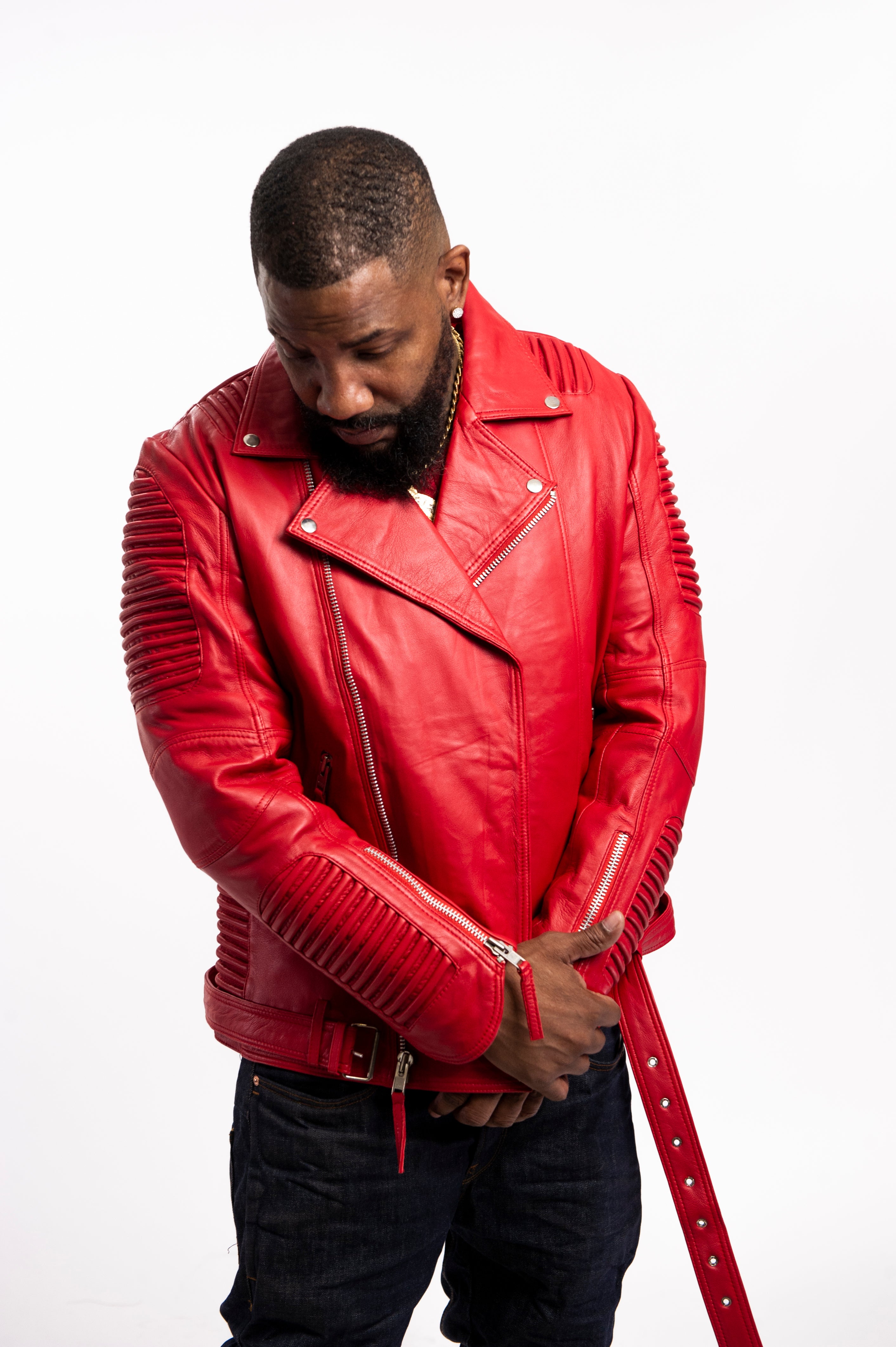 Men's Trey Biker Jacket [Red] – LeatherKloset