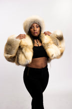 Women's Charlotte Crop Fox Bomber With Headband