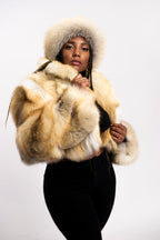 Women's Charlotte Crop Fox Bomber With Headband