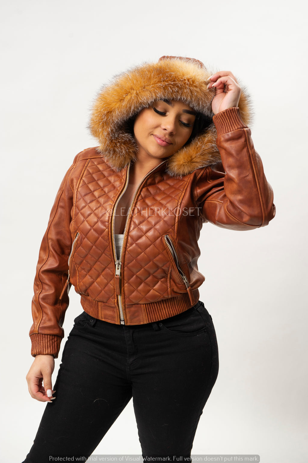 Women's Lucas Jacket With Premium Fox Fur Hood [Crystal]