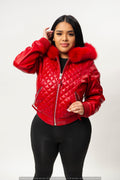 Women's Lucas Jacket With Premium Fox Fur Hood [Red]