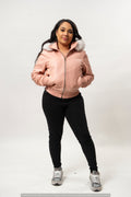 Women's BB Jacket With Premium Fox Fur Hood [Baby Pink]
