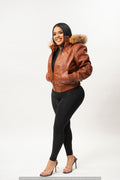 Women's BB Jacket With Premium Fox Fur Hood [Caramel Crunch]