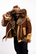 Mens Andre Shearling Biker With Fox