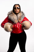 Women's Jay Biker Red Full Fox Fur [Crystal Fox]