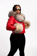 Women's Jay Biker Red Full Fox Fur [Crystal Fox]