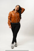 Women's Leather Hoodie [Saddle Brown]