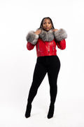 Women's Jay Biker Red Full Fox Fur [Silver Fox]