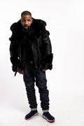 Mens Andre Shearling Biker With Fox