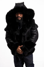Mens Andre Shearling Biker With Fox