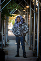 Men's Stealth Silver Fox Bomber With Hood