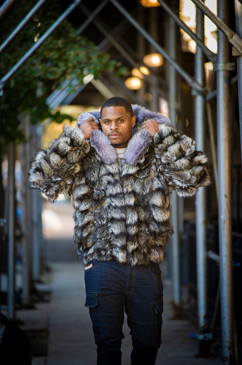Men's Stealth Silver Fox Bomber With Hood